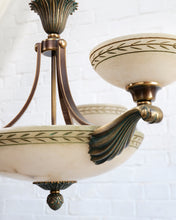 Load image into Gallery viewer, French Alabaster and Bronze Ceiling Light Chandelier
