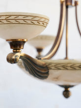 Load image into Gallery viewer, French Alabaster and Bronze Ceiling Light Chandelier
