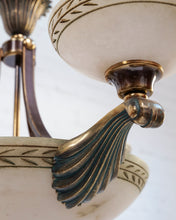 Load image into Gallery viewer, French Alabaster and Bronze Ceiling Light Chandelier
