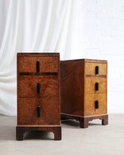 Load image into Gallery viewer, A Pair Of Birdseye Maple Deco Bedside Tables
