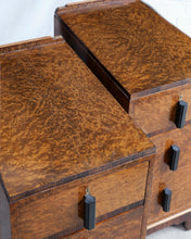 Load image into Gallery viewer, A Pair Of Birdseye Maple Deco Bedside Tables
