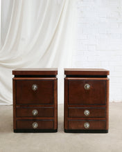 Load image into Gallery viewer, Pair Of Walnut Deco Bedside Tables
