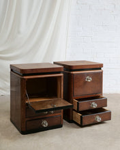 Load image into Gallery viewer, Pair Of Walnut Deco Bedside Tables
