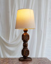 Load image into Gallery viewer, Geometric Hand Carved Table Lamps Attributed to Charles Dudouyt
