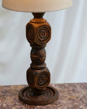 Load image into Gallery viewer, Geometric Hand Carved Table Lamps Attributed to Charles Dudouyt
