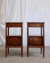 Load image into Gallery viewer, Pair of French Art Nouveau Mahogany &amp; Marble Bedside Tables
