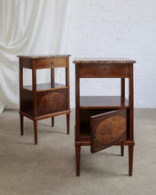Load image into Gallery viewer, Pair of French Art Nouveau Mahogany &amp; Marble Bedside Tables
