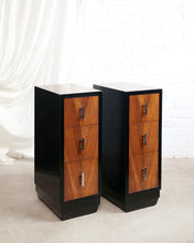 Load image into Gallery viewer, Pair Of Art Deco Bedside Tables With Chrome Handles

