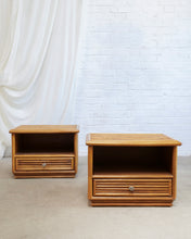 Load image into Gallery viewer, Pair Of Bamboo Reeded Bedside Tables
