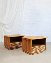 Load image into Gallery viewer, Pair Of Bamboo Reeded Bedside Tables
