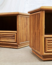 Load image into Gallery viewer, Pair Of Bamboo Reeded Bedside Tables
