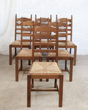 Load image into Gallery viewer, Set Of 6 Razor Back Dining Chairs With Rush Seats
