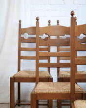 Load image into Gallery viewer, Set Of 6 Razor Back Dining Chairs With Rush Seats
