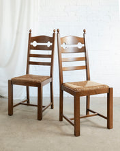 Load image into Gallery viewer, Set Of 6 Razor Back Dining Chairs With Rush Seats
