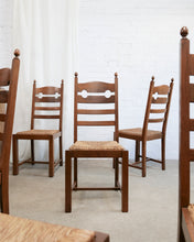 Load image into Gallery viewer, Set Of 6 Razor Back Dining Chairs With Rush Seats
