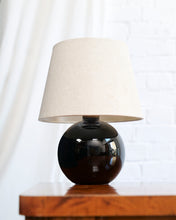 Load image into Gallery viewer, Art Deco Black Opaline Glass Table Lamp
