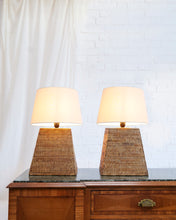 Load image into Gallery viewer, Pair Of Large Basket Weave Lamps
