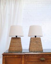 Load image into Gallery viewer, Pair Of Large Basket Weave Lamps
