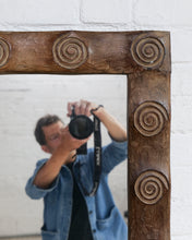 Load image into Gallery viewer, Wooden Carved Mirror With Swirl Pattern
