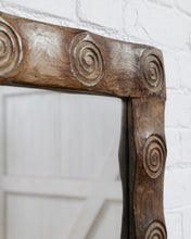 Load image into Gallery viewer, Wooden Carved Mirror With Swirl Pattern
