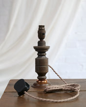 Load image into Gallery viewer, Hand Turned French Wooden Lamp With Copper Base

