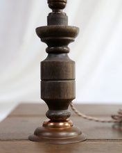 Load image into Gallery viewer, Hand Turned French Wooden Lamp With Copper Base
