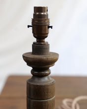 Load image into Gallery viewer, Hand Turned French Wooden Lamp With Copper Base
