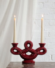 Load image into Gallery viewer, Single Red Vallauris Ceramic Candle Holder
