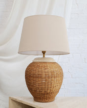 Load image into Gallery viewer, Huge Ceramic &amp; Rattan French Lamp
