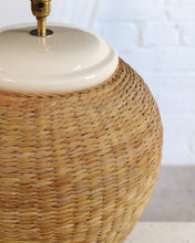 Load image into Gallery viewer, Huge Ceramic &amp; Rattan French Lamp
