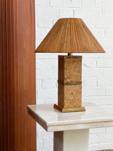 Load image into Gallery viewer, Midcentury Cork And Brass Lamp
