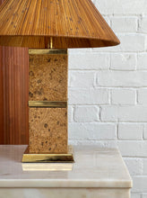 Load image into Gallery viewer, Midcentury Cork And Brass Lamp
