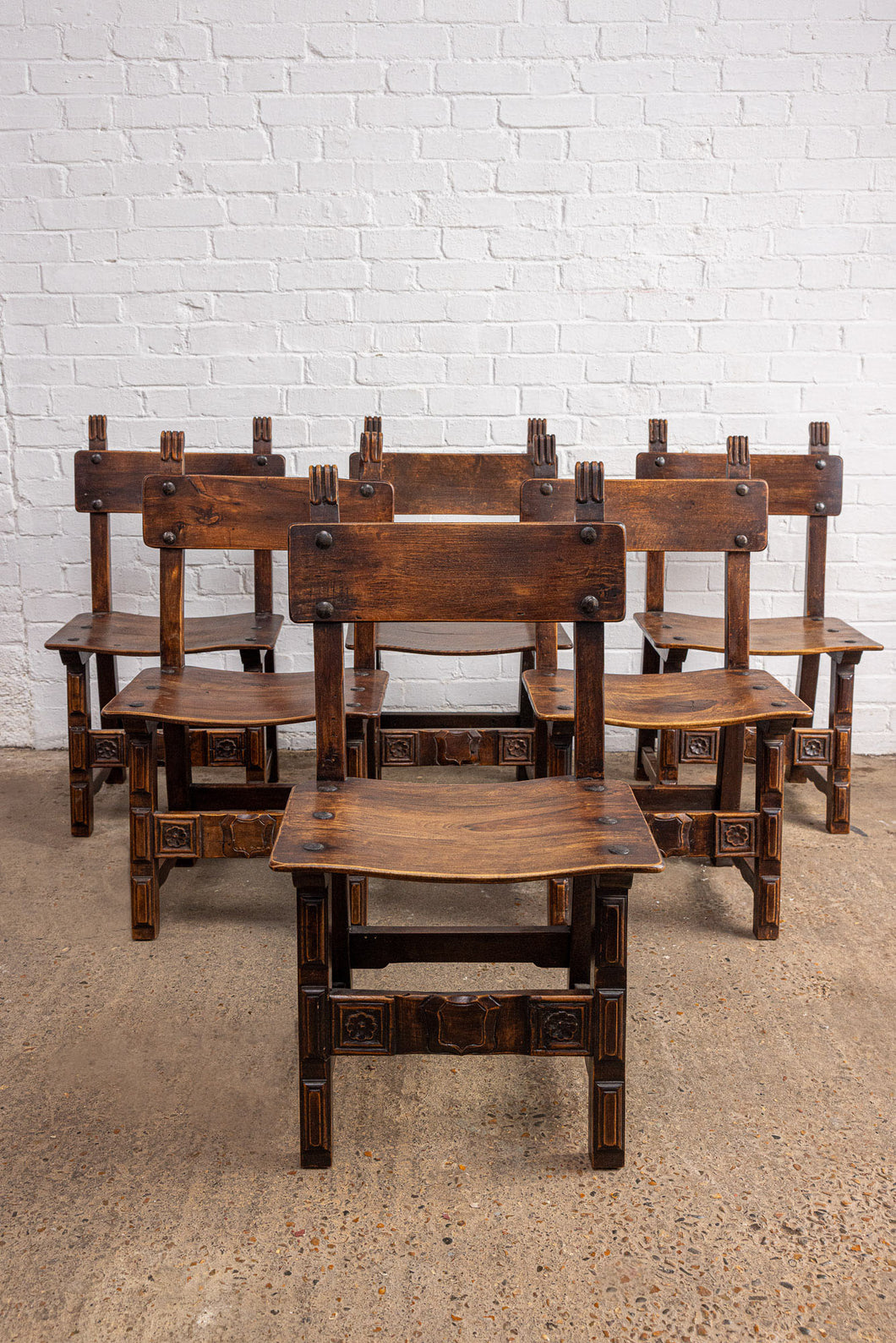 A Set Of 6 Northern Spanish Oak Dining Chairs