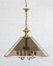 Load image into Gallery viewer, SMOKED GLASS AND BRASS CEILING PENDANT
