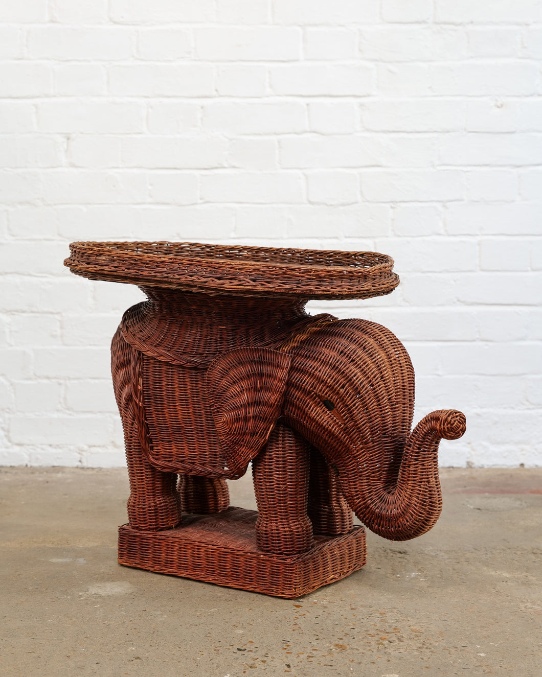 French Wicker elephant Side Table