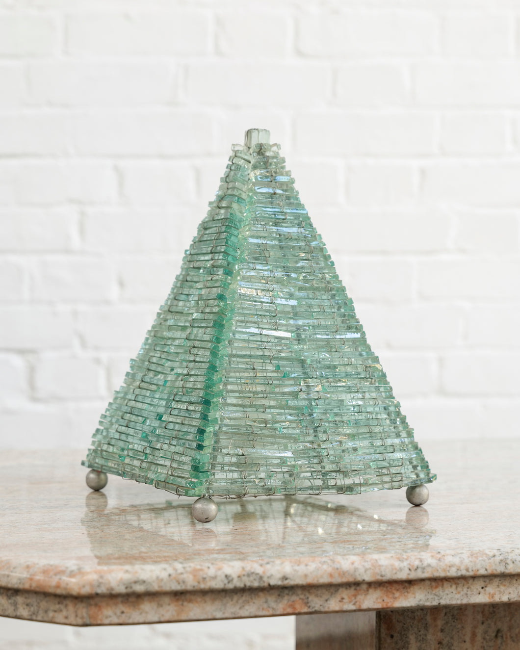 FRENCH GLASS PYRAMID TABLE LAMP