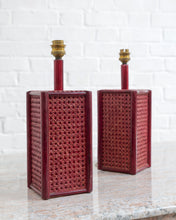 Load image into Gallery viewer, PAIR OF RED CANE FRENCH LAMPS
