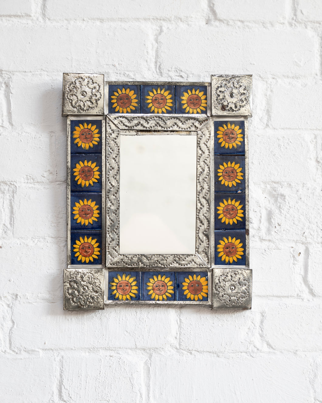 Sunflower Mexican Punched Tin Mirror