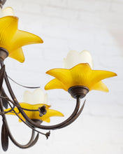 Load image into Gallery viewer, vintage daffodil overhead lighting chandelier 
