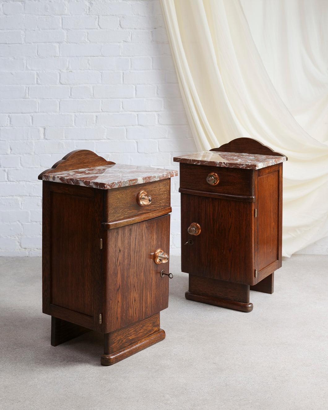 Marble Top Art Deco Bedside Tables