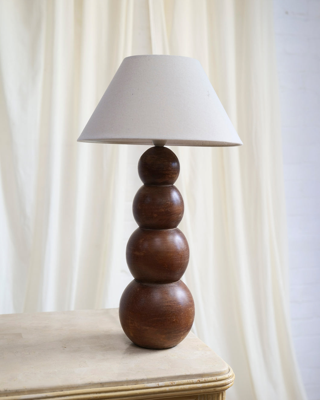 Large Wooden Bobbin Lamp