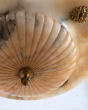 Load image into Gallery viewer, Art Deco Alabaster and Bronze Pendant Light Fixture, circa 1930
