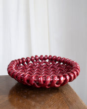 Load image into Gallery viewer, Red Braided Ceramic dish by Jerome Massier of Vallauris
