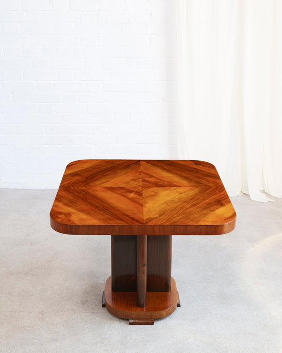 French polished art deco walnut table - 1920s - 1930s 