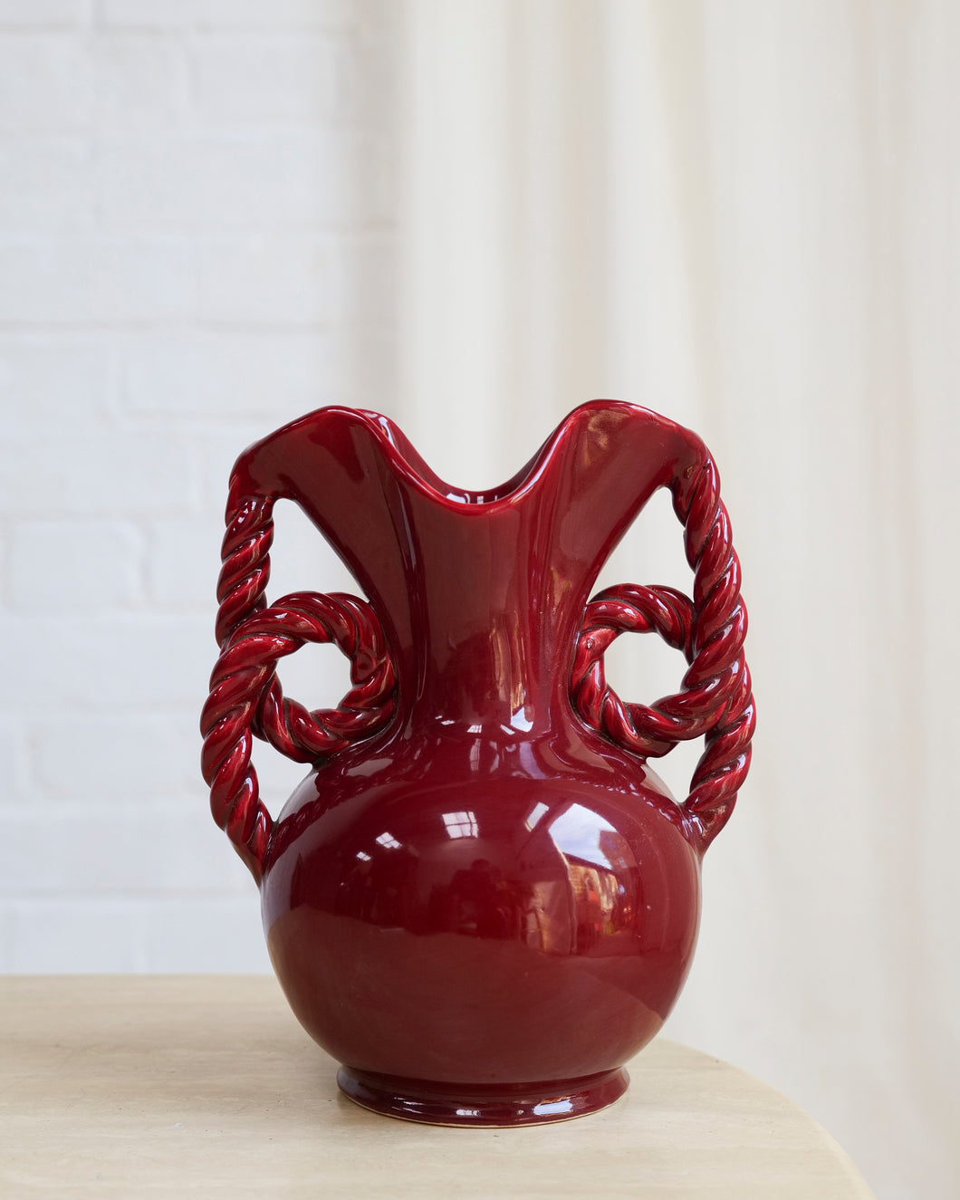 Large French Ceramic Red Vase