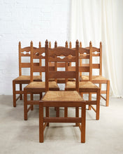 Load image into Gallery viewer, Set of 6 Razor Back Dining Chairs With Rush Seats
