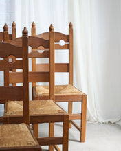 Load image into Gallery viewer, Set of 6 Razor Back Dining Chairs With Rush Seats
