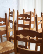 Load image into Gallery viewer, Set of 6 Razor Back Dining Chairs With Rush Seats

