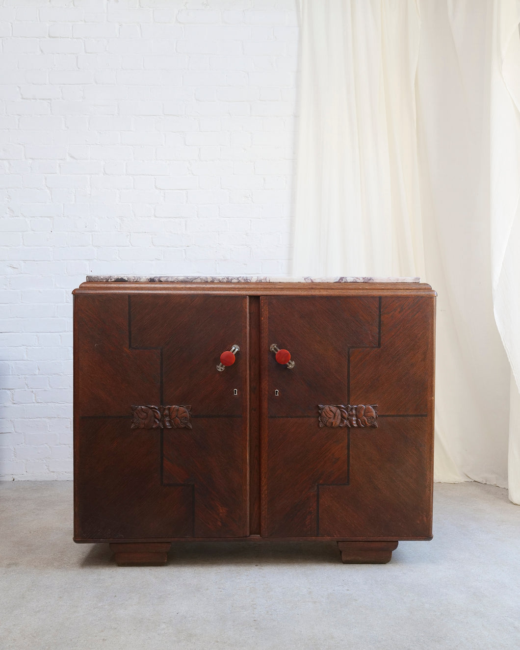 Art Deco Marble Top Sideboard