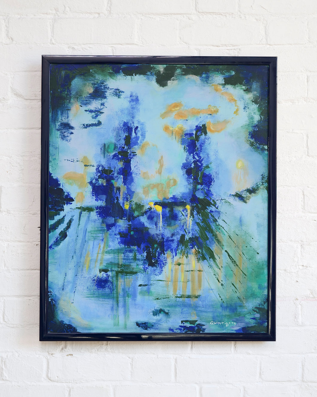 Sunburst Oil On Canvas in Blues